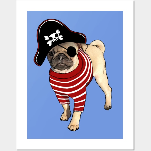 Pug Puppy Pirate Wall Art by FivePugs